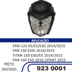 Carenagem Farol Completa Compatível Titan-150 2014/2015 Injetado (Preto) Sportive